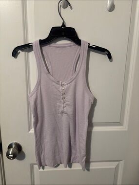 aerie Light Lavender Ribbed Henley Tank